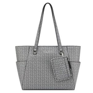 Guess Monogram Gray Tote Handbag
